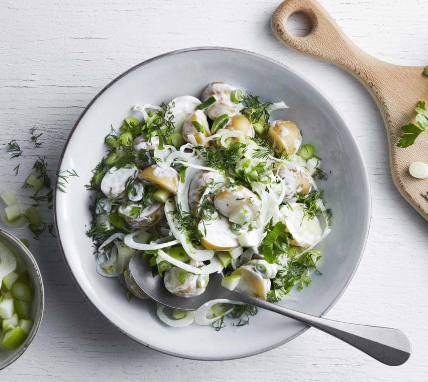 Potetsalat med eple og fennikel