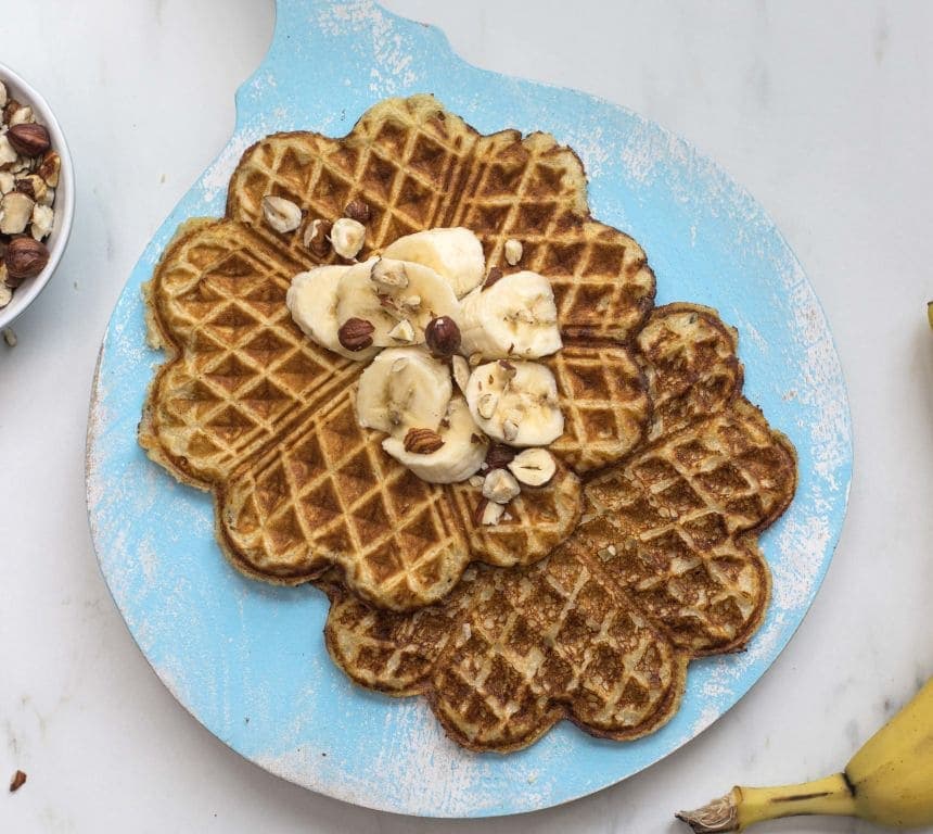 Proteinvafler med banan og havregryn
