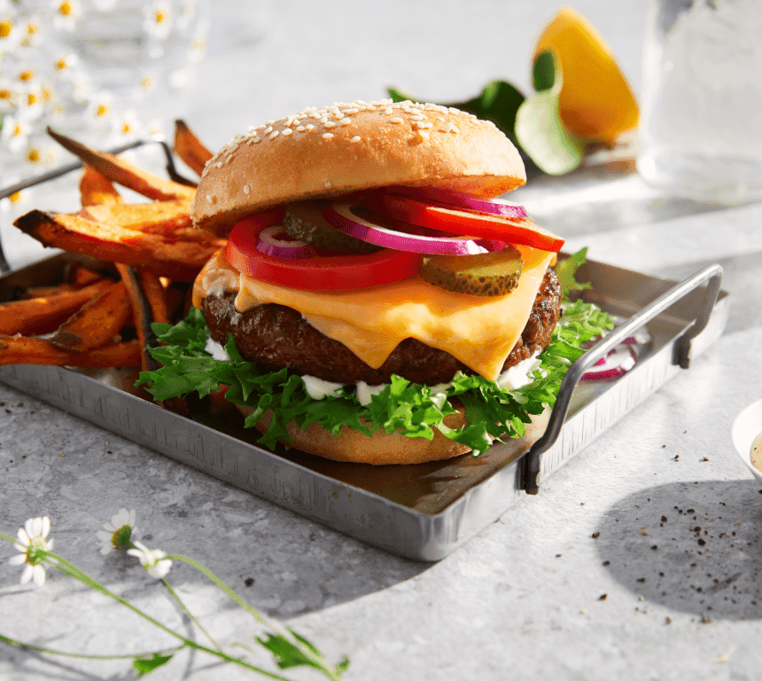 Hamburger med cheddar