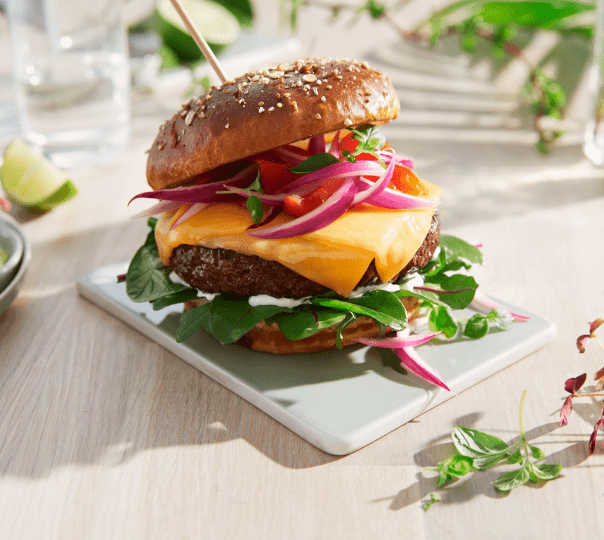 Grillet burger med cheddar