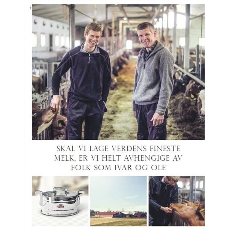 Ivar Andreassen (t.h.) på Nøklegård i Horten, er sammen med sønnen Ole blant 76 melkeprodusenter som i år mottar sølvtine for å ha levert elitemelk uavbrutt hver dag i 15 år.