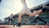 TINEstafetten deltaker i full gang med løpingen på Bislett stadion