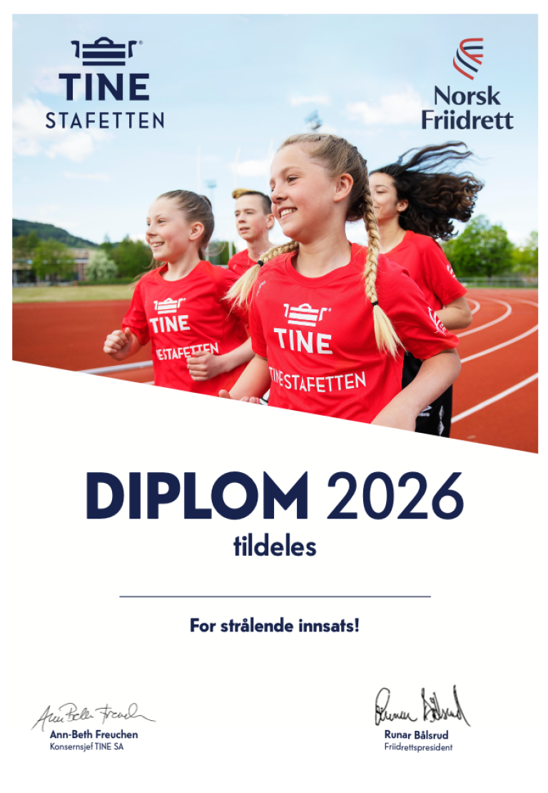 bilde av diplom TINE stafetten 2026