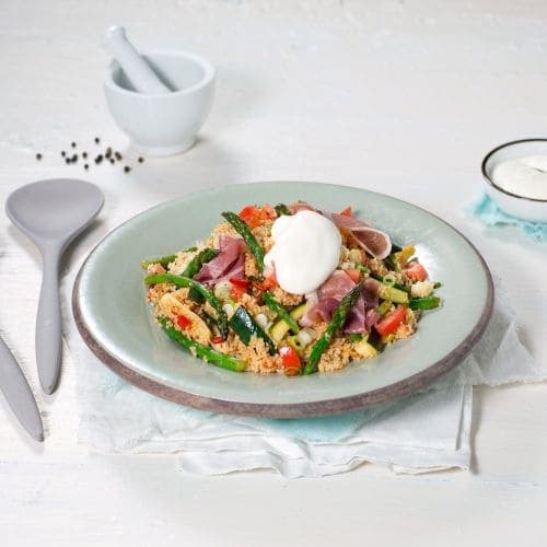 Couscous med spekeskinke og asparges